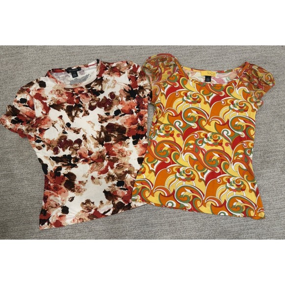 St. John Tops - Lot of 2 St. John Tops Floral Print Crew neck & Orange/Yellow Paisley Small